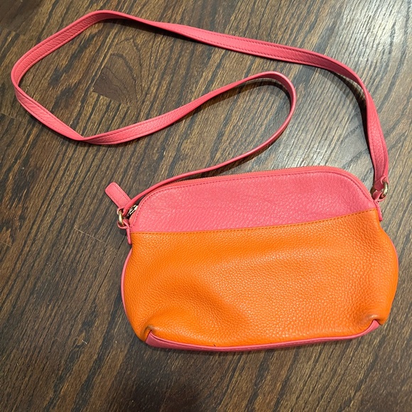 Talbots leather solid pink and solid orange shoulder bag - Picture 1 of 11